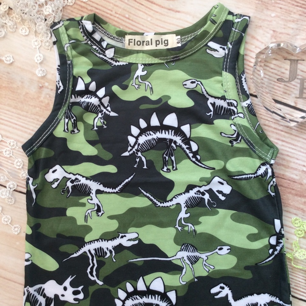 Boutique Baby Boy Dinosaur Romper - Picture 2 of 3